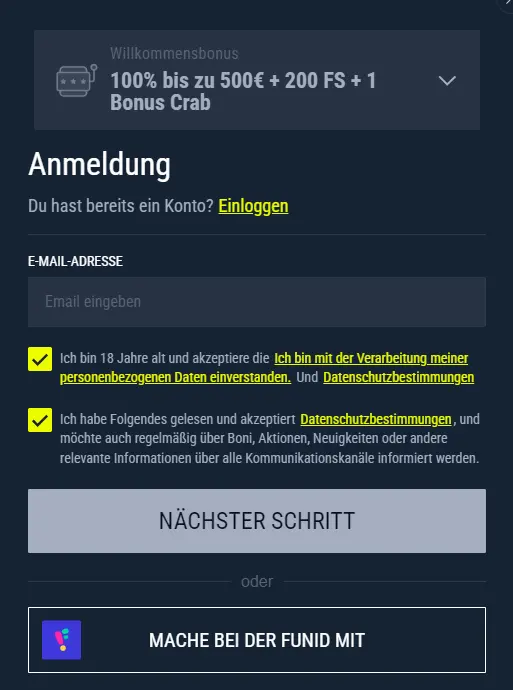 Anmeldung im Rabona Casino erklärt